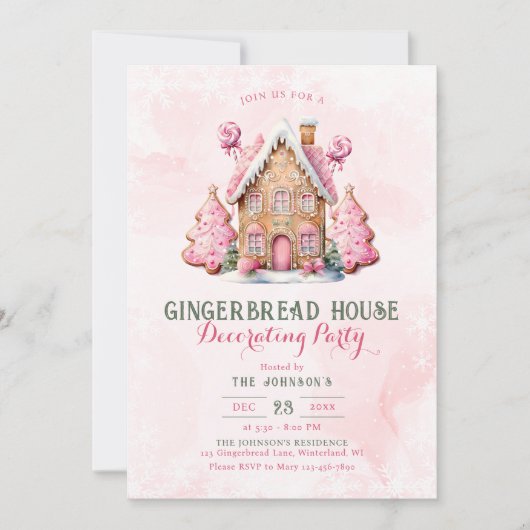 Gingerbread Decorating Kerstmis Party uitnodiging (Voorkant)