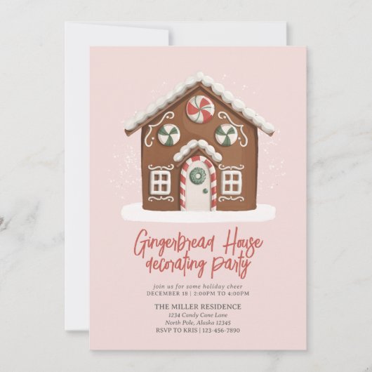 Gingerbread Decorating Kerstmis Party uitnodiging (Voorkant)