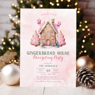 Gingerbread Decorating Kerstmis Party uitnodiging