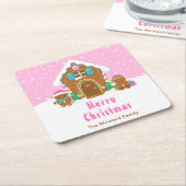 Gingerbread Decorating Party Helder Roze Kartonnen Onderzetters (Schuin)