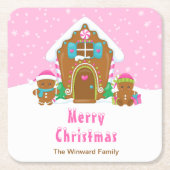 Gingerbread Decorating Party Helder Roze Kartonnen Onderzetters (Voorkant)