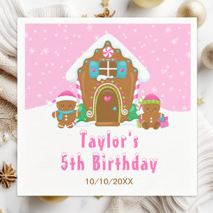 Gingerbread Decoreren Verjaardagsfeestje Roze Servet