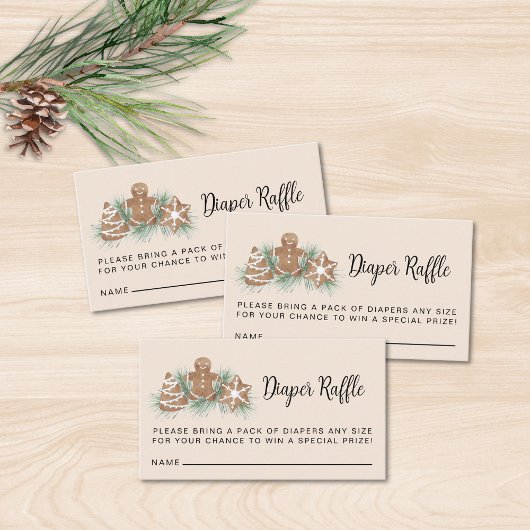 Gingerbread Diaper Raffle Baby Shower  Informatiekaartje