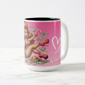 Gingerbread Diva Funny Urban Pink Christmas Tweekleurige Koffiemok (Voorkant rechts)