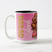 Gingerbread Diva Funny Urban Pink Christmas Tweekleurige Koffiemok (Links)