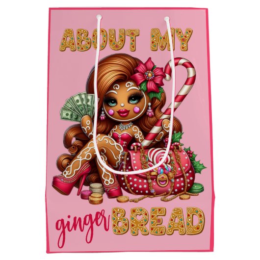 Gingerbread Diva Grappig Urban Christmas Medium Cadeauzakje (Achterkant)