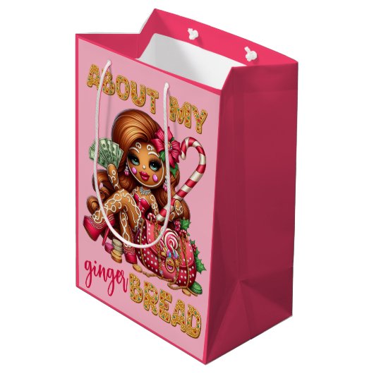 Gingerbread Diva Grappig Urban Christmas Medium Cadeauzakje (Achterkant Gekanteld)