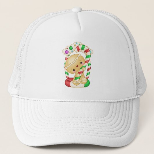 Gingerbread Doll Pepermunt Pixel Art Trucker Pet (Voorkant)