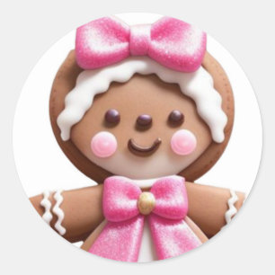 Gingerbread Doll\PinK\ Ronde Sticker