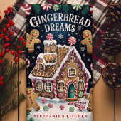 Gingerbread Dreams Gepersonaliseerde Kerst Theedoek