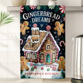 Gingerbread Dreams Gepersonaliseerde Kerst Theedoek