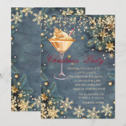 Gingerbread Drink takken, Confetti kerst Kaart (Voorkant / Achterkant)