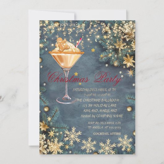 Gingerbread Drink Takken,Confetti Kerstmis  Kaart (Voorkant)