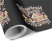 Gingerbread Dromen en Gezellige Scènes Kerstmis Cadeaupapier (Rol Hoek)