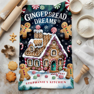 Gingerbread Dromen Persoonlijke Kerstmis Theedoek