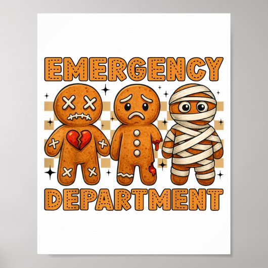 Gingerbread Emergency Department Christmas Nurse D Poster (Voorkant)