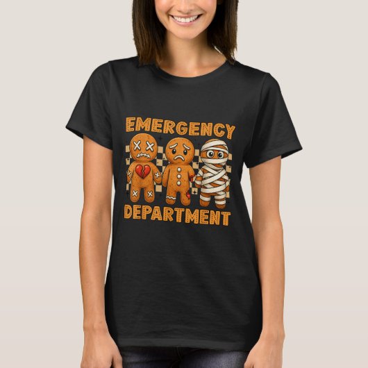 Gingerbread Emergency Department Christmas Nurse D T-shirt (Voorkant)