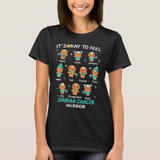 Gingerbread Emotions Eierstokkanker Kerstmis T-shirt (Voorkant)