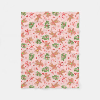 Gingerbread en Holly Branches KLEINE ROZE Deken