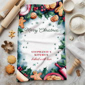 Gingerbread en Holly Merry Christmas gepersonalise Theedoek
