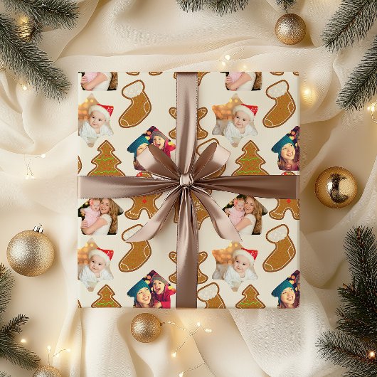Gingerbread en kerstfoto's cadeaupapier