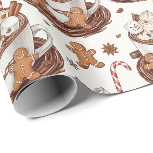 Gingerbread en Marshmallow Mok Cadeaupapier (Rol Hoek)