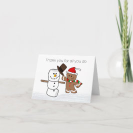 Gingerbread en marshmallow sneeuwman Dank je Kaart