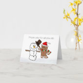 Gingerbread en marshmallow sneeuwpop Dank u Kaart (Gele Bloem)