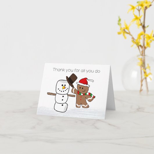 Gingerbread en marshmallow sneeuwpop Dank u Kaart (Gele Bloem)