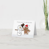 Gingerbread en marshmallow sneeuwpop Dank u Kaart (Voorkant)