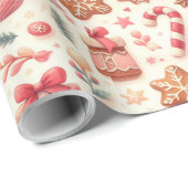 Gingerbread en ornament kerstpatronen cadeaupapier (Rol Hoek)