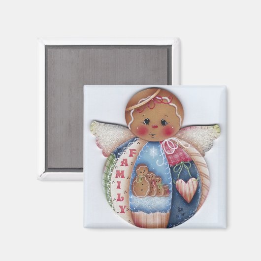 Gingerbread Familie Engel Magnet (Voorkant / Achterkant)