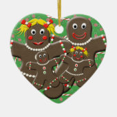 Gingerbread Familie Hart Kerstboom Ornament (Voorkant)