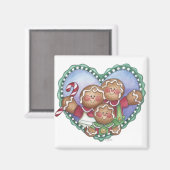 Gingerbread Familie Hart Magneet (Voorkant / Achterkant)
