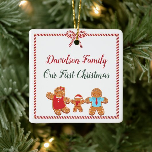 Gingerbread Familie Keramisch Ornament (Boom)