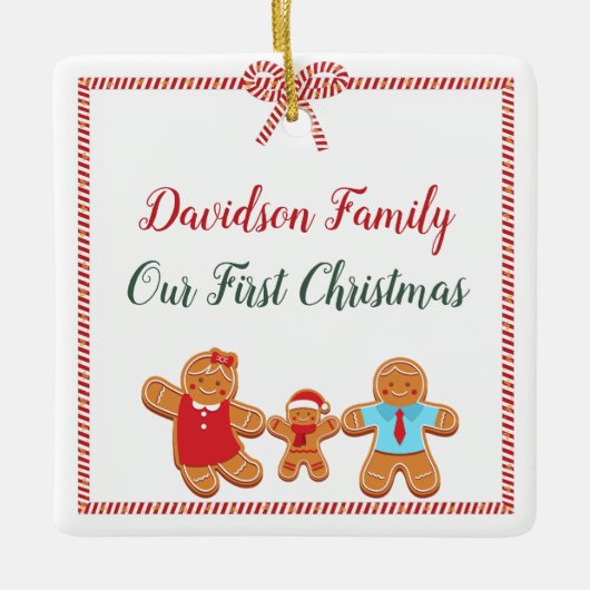Gingerbread Familie Keramisch Ornament (Voorkant)