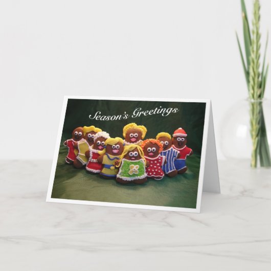 Gingerbread Familie Koor Kerst Kaart (Voorkant)