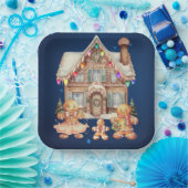 Gingerbread Familie Papieren Bordje (Feest)