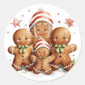 Gingerbread Familie Ronde Sticker (Voorkant)
