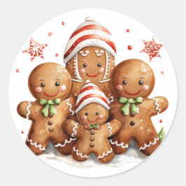 Gingerbread Familie Ronde Sticker
