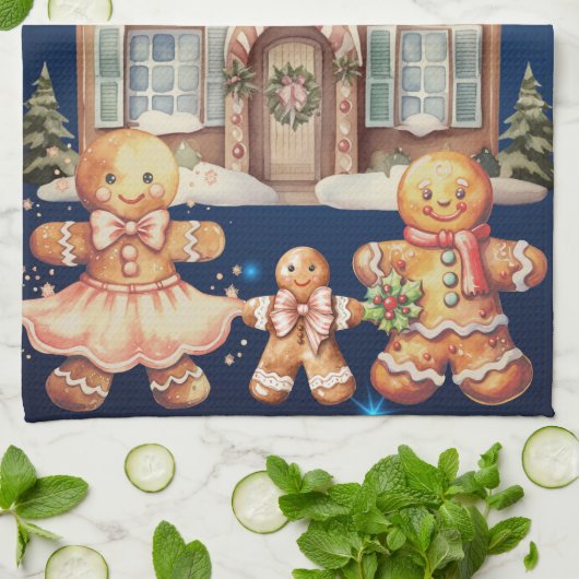 Gingerbread Familie Theedoek (Gevouwen)