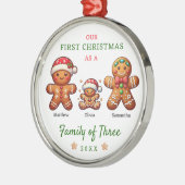 Gingerbread familie van drie eerste kerstdagen metalen ornament (Links)