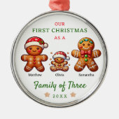 Gingerbread familie van drie eerste kerstdagen metalen ornament (Voorkant)