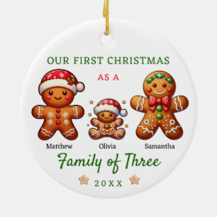Gingerbread familie van drie kerstdagen keramisch ornament