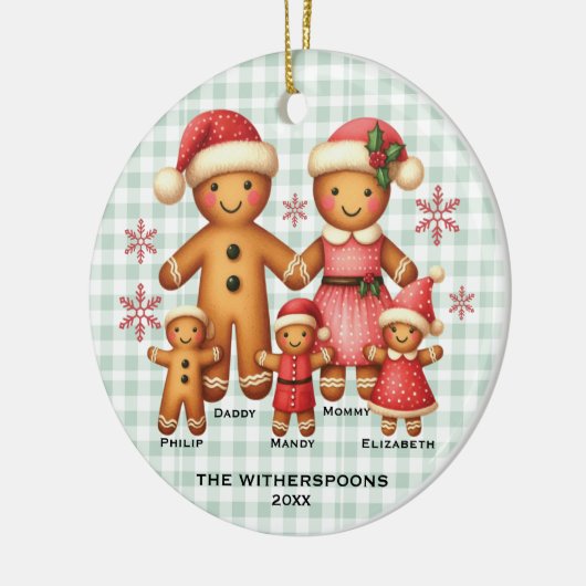 Gingerbread familie van vijf Ornamenten (Links)