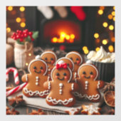 Gingerbread Family bij het vuur Raamsticker (Vel)