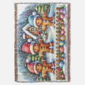 Gingerbread Family Snowy Christmas Scene Deken (Voorkant Verticaal)