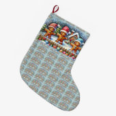 Gingerbread Family Snowy Christmas Scene Grote Kerstsok (Voorkant (Hangend))