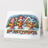Gingerbread Family Snowy Christmas Scene Kaart (Voorkant)