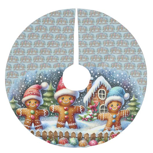 Gingerbread Family Snowy Christmas Scene Kerstboom Rok (Voorkant)